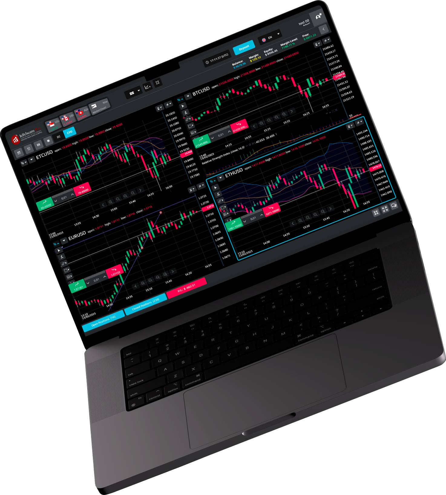 trading platform on laptop